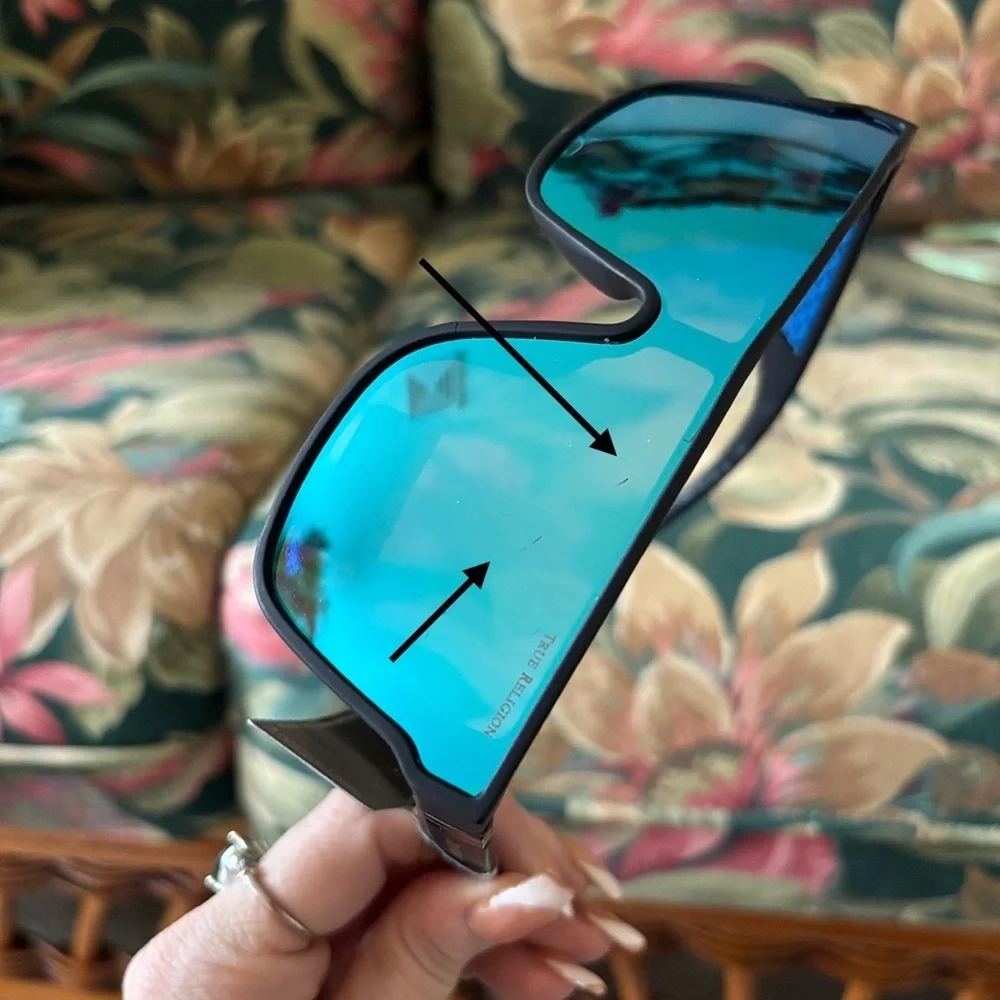 Brand New True Religion Mirrored Lens Black Frame Shield Aviator Sunglasses